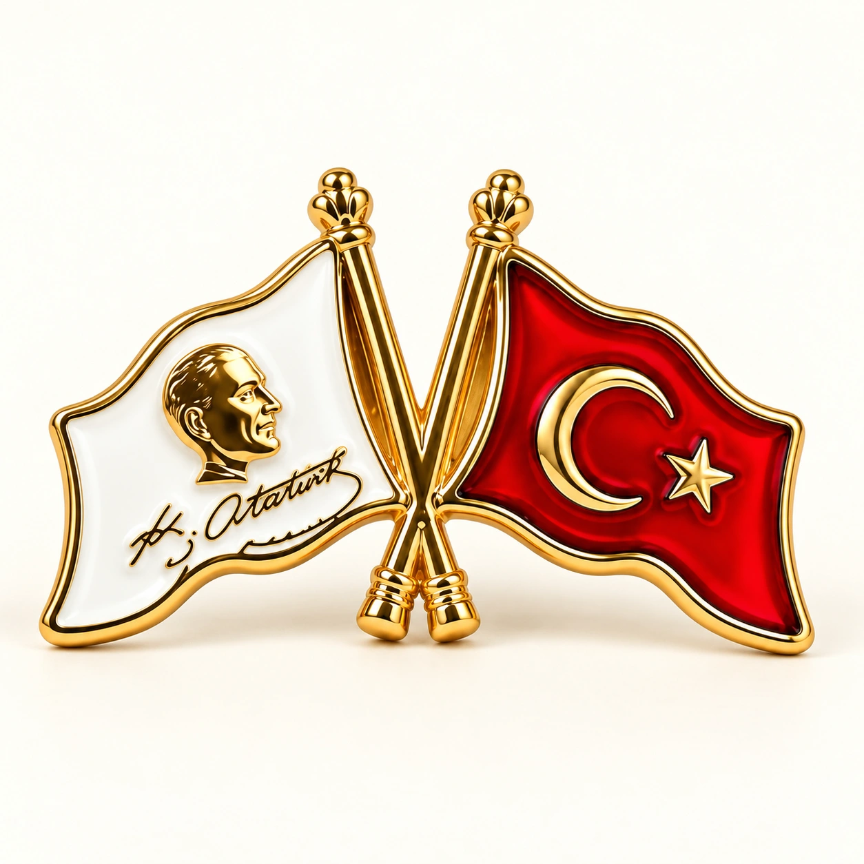 Atatürk ve Türk Bayrağı Rozeti ürün fotoğrafı
