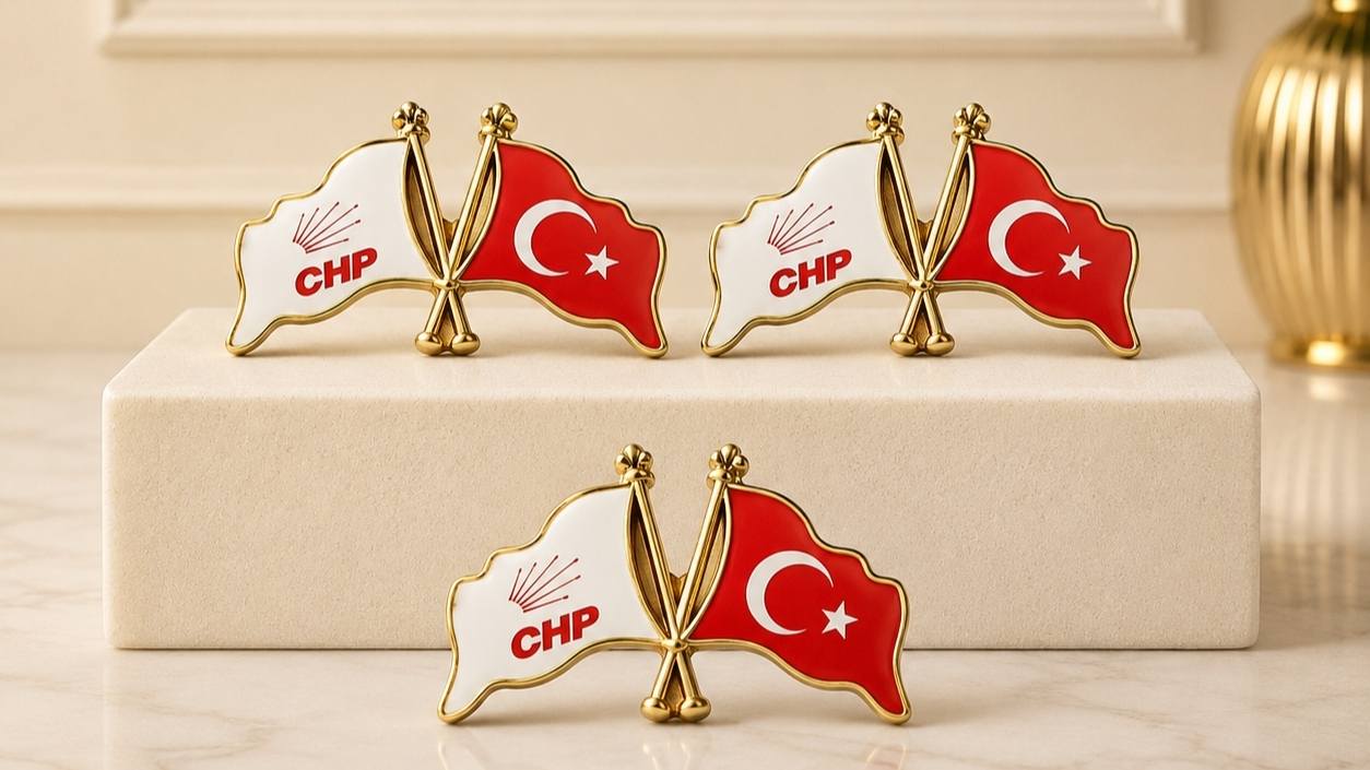 CHP rozet ve Türk bayrağı rozet modeli - toptan parti rozeti