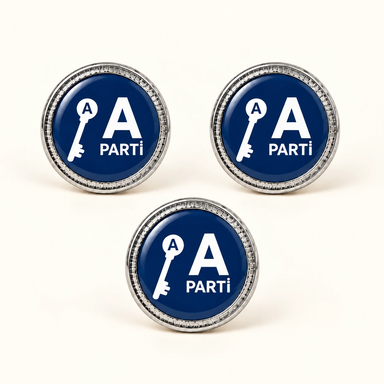 Gümüş Anahtar Parti Oval Rozeti ürün fotoğrafı