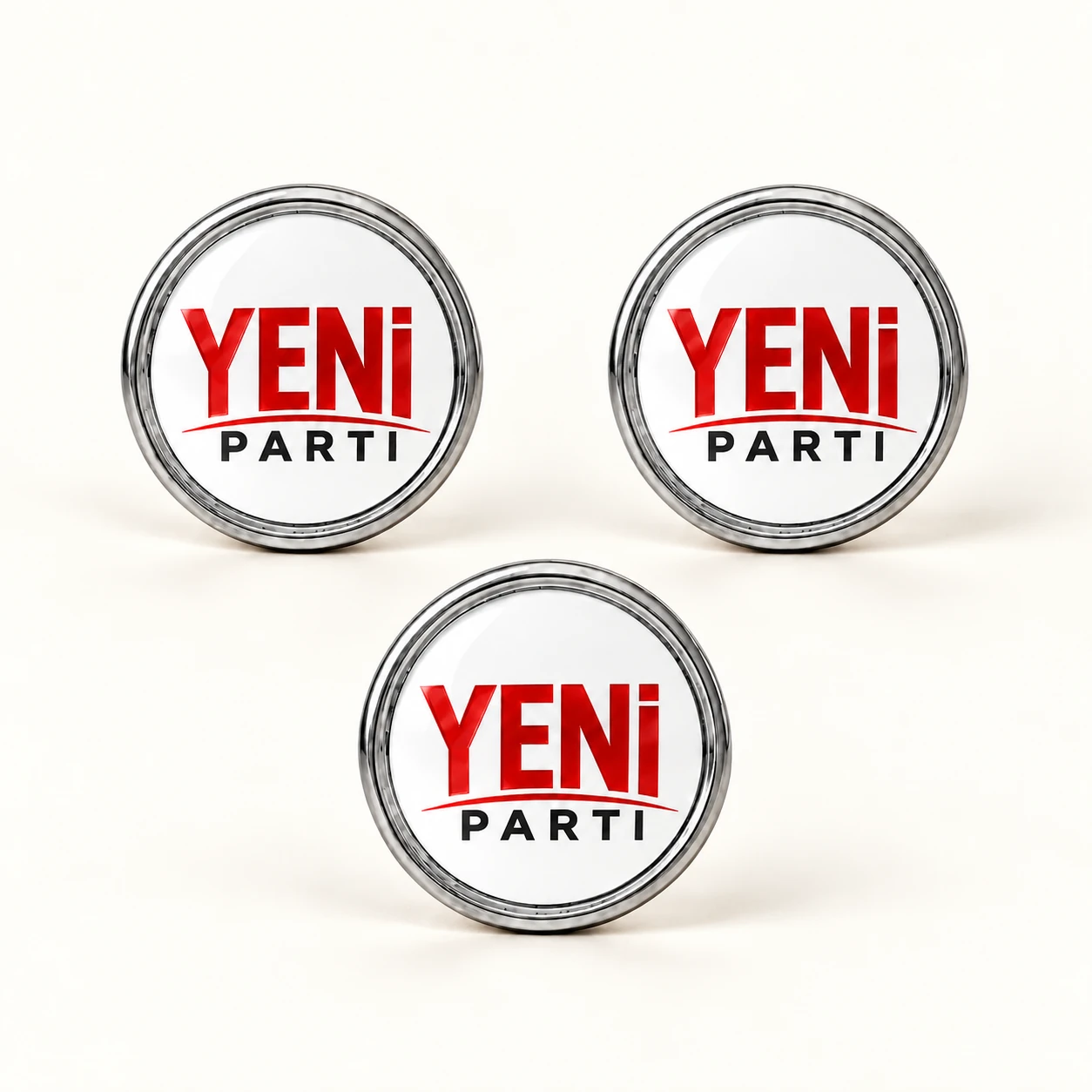 Gümüş Yeni Parti Oval Rozeti ürün fotoğrafı