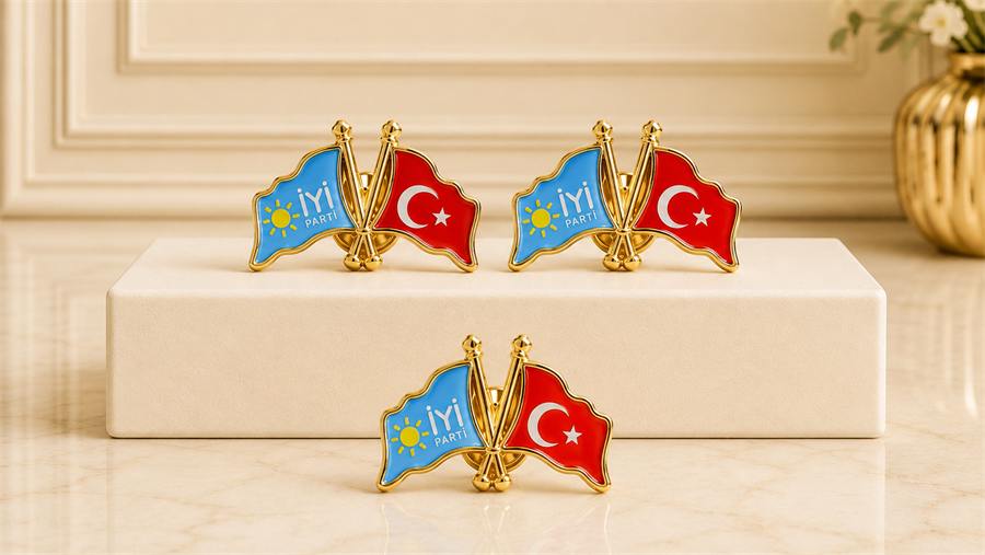İYİ Parti Türk bayrağı rozet modeli - toptan parti rozeti