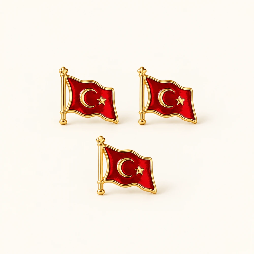 Direkli Türk Bayrağı Rozeti ürün fotoğrafı