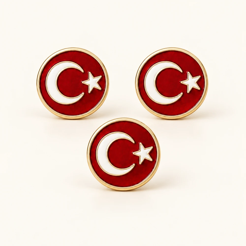 Türk Bayrağı Yuvarlak Rozet — toptan adet satışı