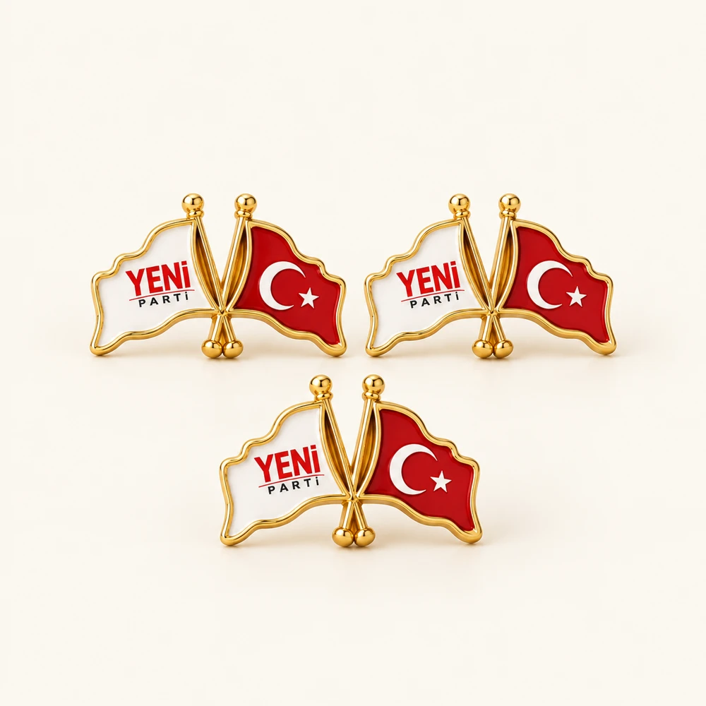 Yeni Parti Türk Bayraklı Rozet ürün fotoğrafı