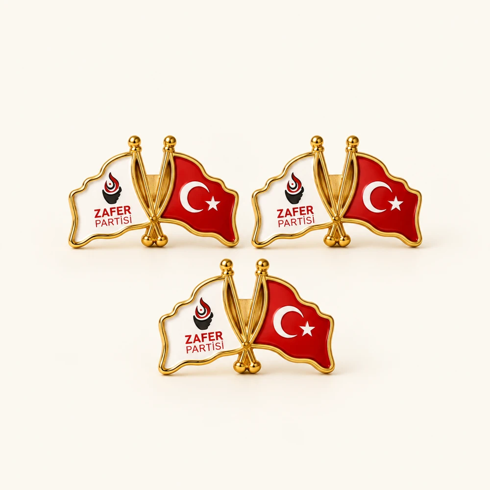 Zafer Partisi Türk Bayraklı Rozet ürün fotoğrafı